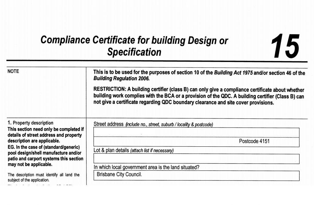 Sample Form 15 which is signed by a structural engineer